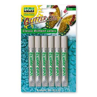 Colla Glitter Lebez 10,5 ml. 6 pz. Argento 5131-AG