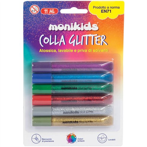 Colla Glitter Lebez 10,5 ml. 6 pz. Assortiti 5131-ASS