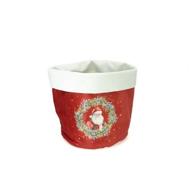SIL Cestino Velluto Babbo Natale 15x20 cm. Rosso
