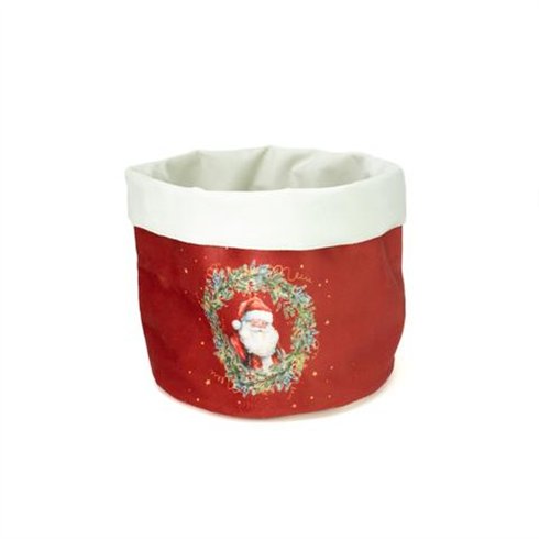 SIL Cestino Velluto Babbo Natale 20x22 cm. Rosso