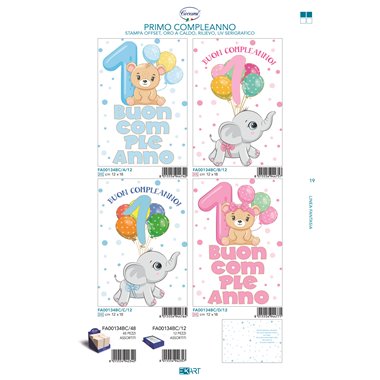 Biglietti Cecami 25 1° Compleanno  FA00134BC/12 pz.