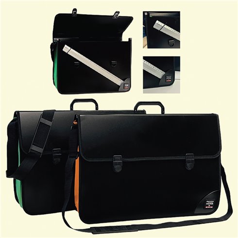 Valigetta Porta disegni Arda Nero 52x37 con tracolla e soffietto