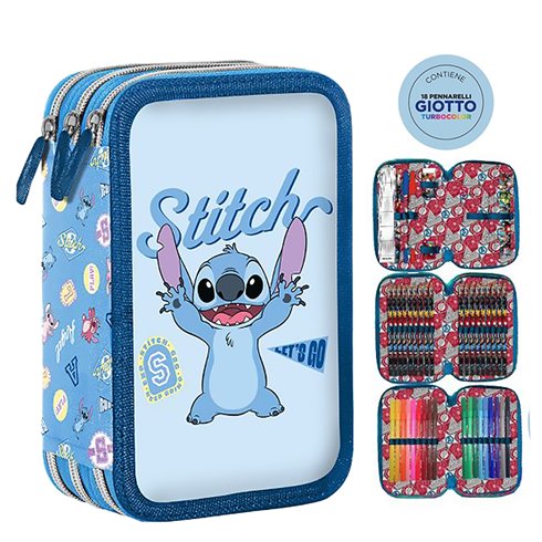 SC 26 Astuccio 3 Zip 3D Stitch Azzurro