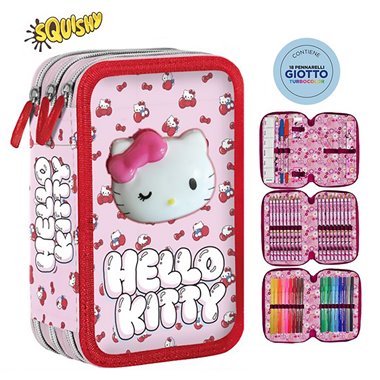 SC 26 Astuccio 3 Zip Squishy Hello Kitty