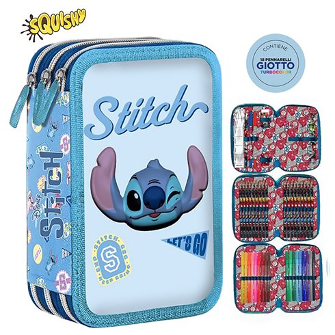SC 26 Astuccio 3 Zip Squishy Stitch Blu