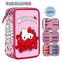 SC 26 Astuccio 3 Zip Olografico Hello Kitty