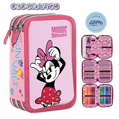 SC 26 Astuccio 3 Zip Olografico Minnie