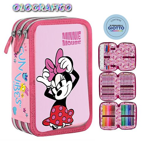 SC 26 Astuccio 3 Zip Olografico Minnie