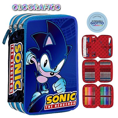 SC 26 Astuccio 3 Zip Olografico Sonic