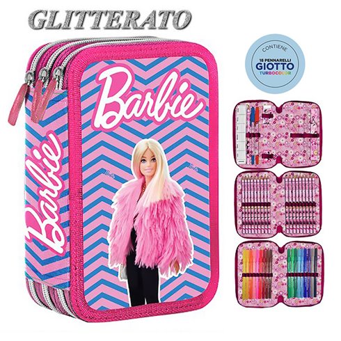 SC 26 Astuccio 3 Zip Olografico Barbie