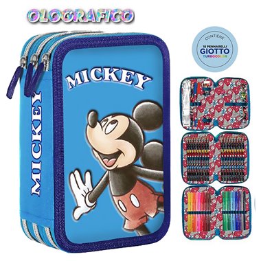 SC 26 Astuccio 3 Zip Olografico Mickey