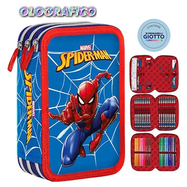 SC 26 Astuccio 3 Zip Olografico Spiderman