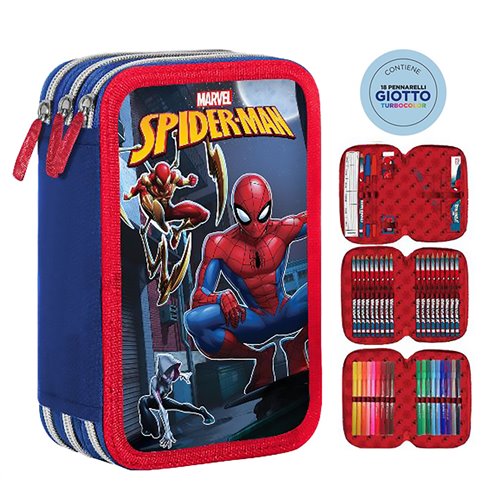 SC 26 Astuccio 3 Zip Spiderman 18+18 Giotto