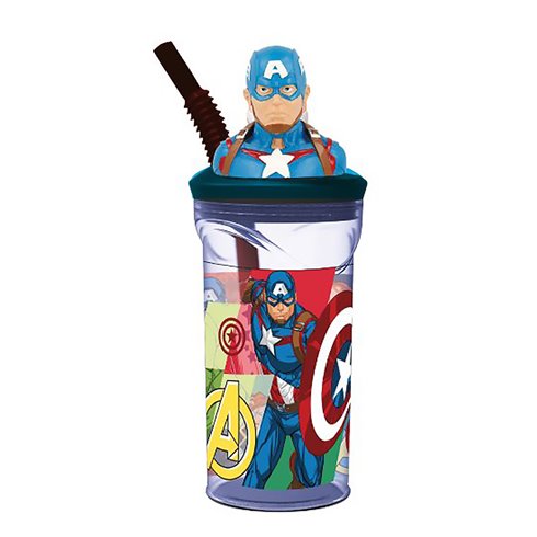 Stor 26 Bicchiere 3D con Cannuccia 360ML Capitan America Avengers