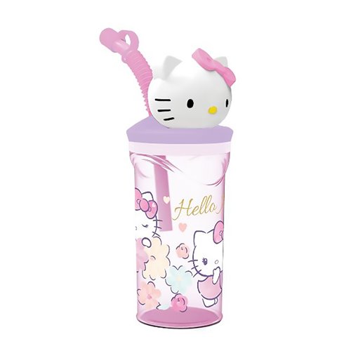 Stor 26 Bicchiere 3D con Cannuccia 360ML Hello Kitty