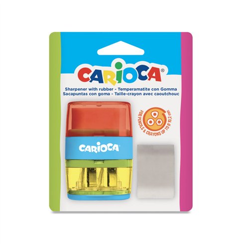 Carioca Temperino 2 fori + Gomma in blister