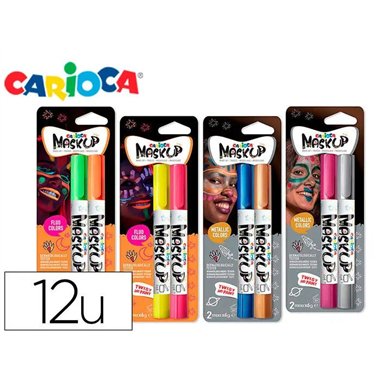 Mask Up Carioca Box da 12 blister da 2 pz. Neon e Metallic