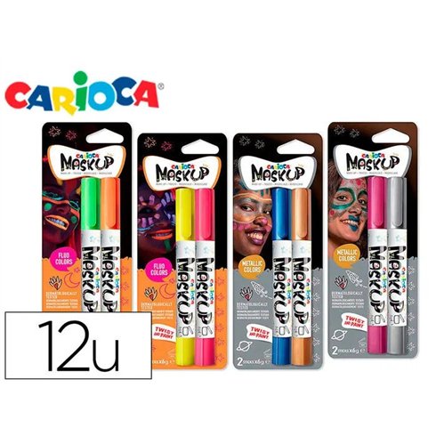Mask Up Carioca Box da 12 blister da 2 pz. Neon e Metallic