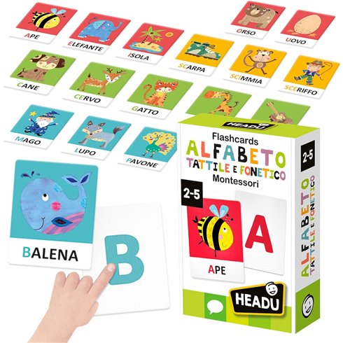 Headu 26 Maxi Flashcards Montessori Alfabeto Suoni e Letter