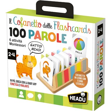 Headu 26 Cofanetto Flashcards 100 Parole Montessori