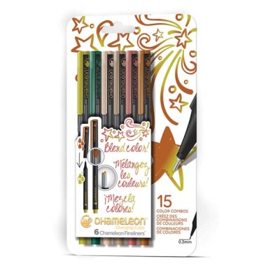 Chameleon Fineliner Pen Set  6 Nature Colors