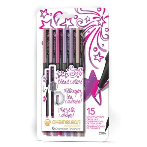 Chameleon Fineliner Pen Set  6 Floral Colors