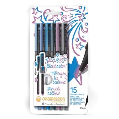 Chameleon Fineliner Pen Set  6 Cool Colors