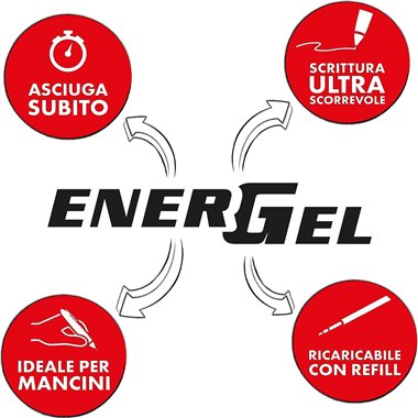 Penne Gel Pentel Energel Klick Ago BLN104 0.7 Rosso 12 pz.