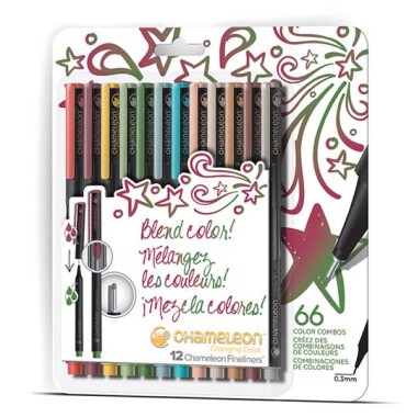 Chameleon Fineliner Pen Set 12 Designer Colors