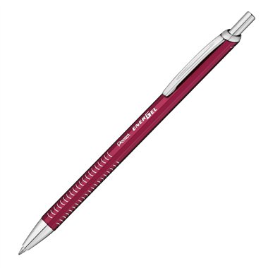 Penne Gel Pentel Energel Metal slim fusto rosso BL447 0.7 Nero 12 pz.