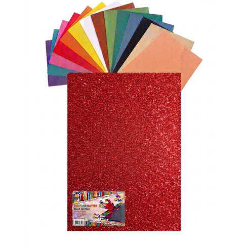 Gomma Eva 60x40x2 10 ff  Glitter Rosso 23NIK158