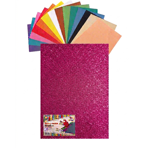Gomma Eva 60x40x2 10 ff  Glitter Fuxia 23NIK164