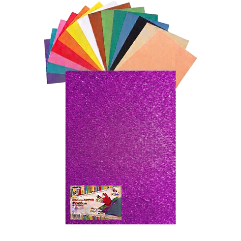 Gomma Eva 60x40x2 10 ff  Glitter Fluo Viola 23NIK175