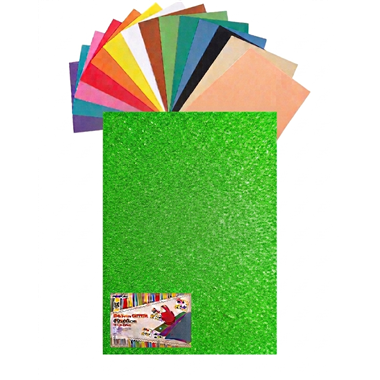Gomma Eva 60x40x2 10 ff  Glitter Fluo Verde 23NIK173