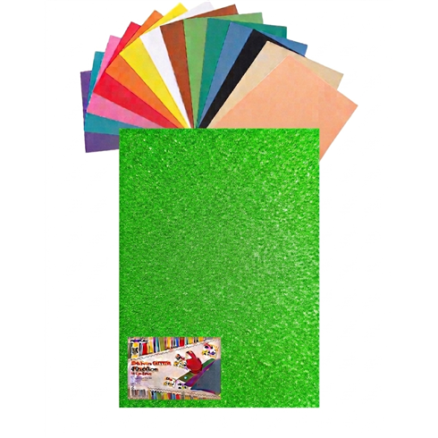 Gomma Eva 60x40x2 10 ff  Glitter Fluo Verde 23NIK173