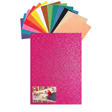 Gomma Eva 60x40x2 10 ff  Glitter Fluo Fucsia 23NIK174