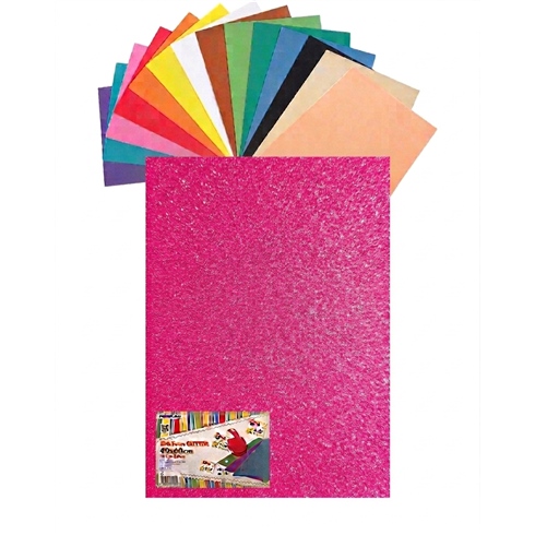 Gomma Eva 60x40x2 10 ff  Glitter Fluo Fucsia 23NIK174