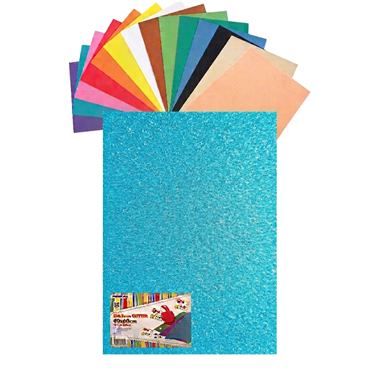 Gomma Eva 60x40x2 10 ff  Glitter Fluo Azzurro 23NIK177