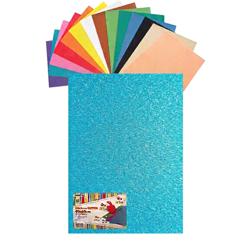 Gomma Eva 60x40x2 10 ff  Glitter Fluo Azzurro 23NIK177