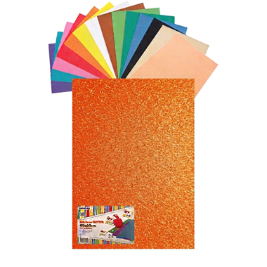 Gomma Eva 60x40x2 10 ff  Glitter Fluo Arancio 23NIK176