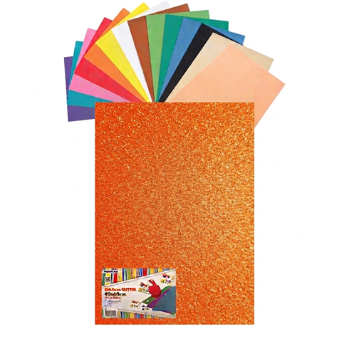 Gomma Eva 60x40x2 10 ff  Glitter Fluo Arancio 23NIK176