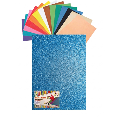 Gomma Eva 60x40x2 10 ff  Glitter Celeste 23NIK165