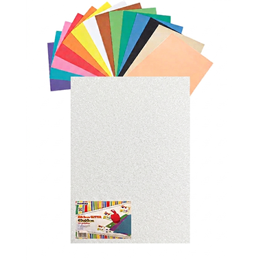 Gomma Eva 60x40x2 10 ff  Glitter Bianco 23NIK160