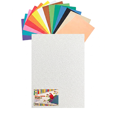 Gomma Eva 60x40x2 10 ff  Glitter Bianco 23NIK160