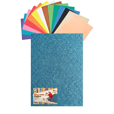 Gomma Eva 60x40x2 10 ff  Glitter Azzurro 23NIK179