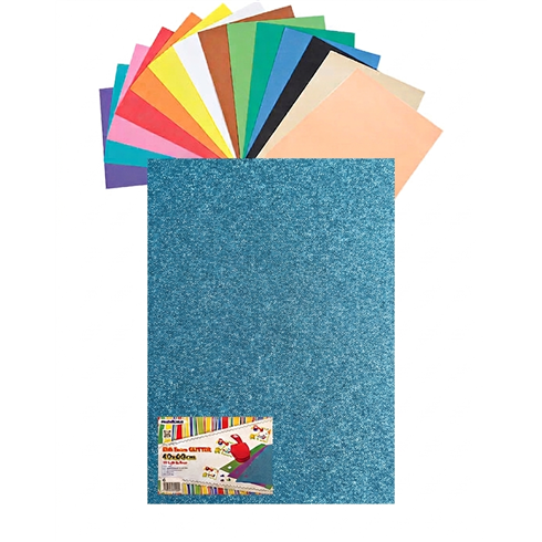 Gomma Eva 60x40x2 10 ff  Glitter Azzurro 23NIK179