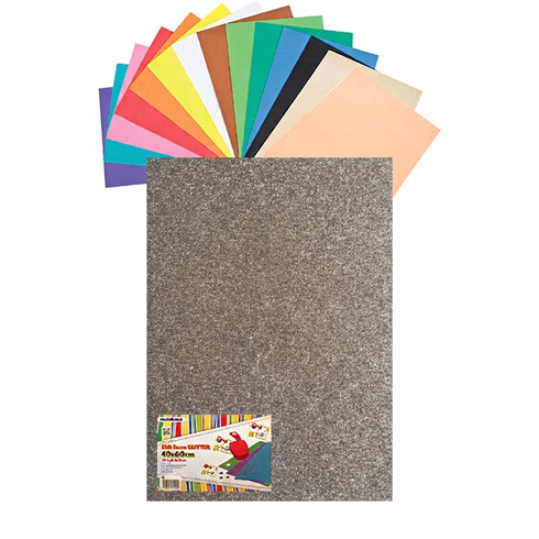 Gomma Eva 60x40x2 10 ff  Glitter Argento 23NIK156