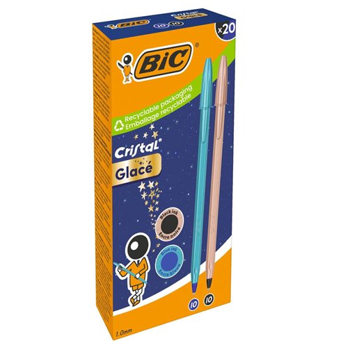 Penne Bic Cristal Glace Blue & Pink 20 pz.