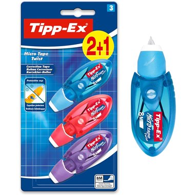 Bic Correttore a Nastro in Blister Micro Twist 2+1