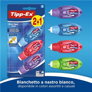Bic Correttore a Nastro in Blister Micro Twist 2+1